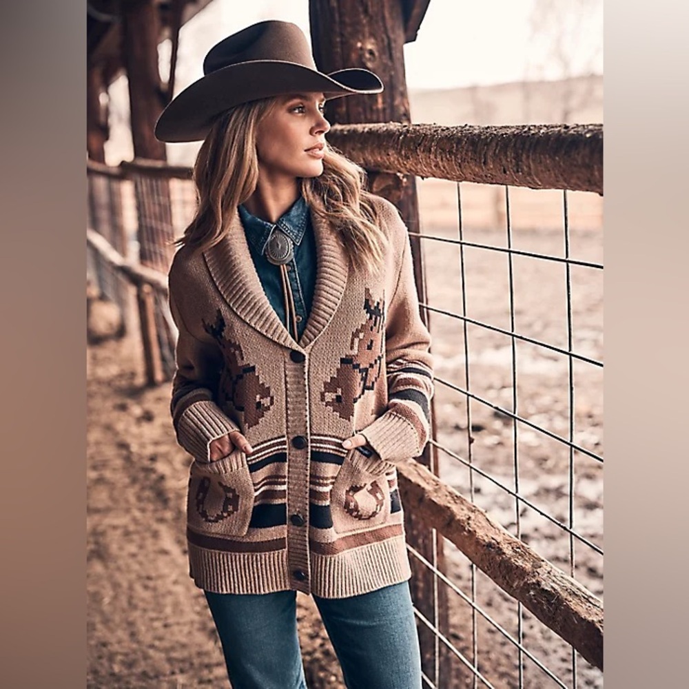 Wrangler Retro Western Horse Cardigan Sweater (Size XL) - NWT